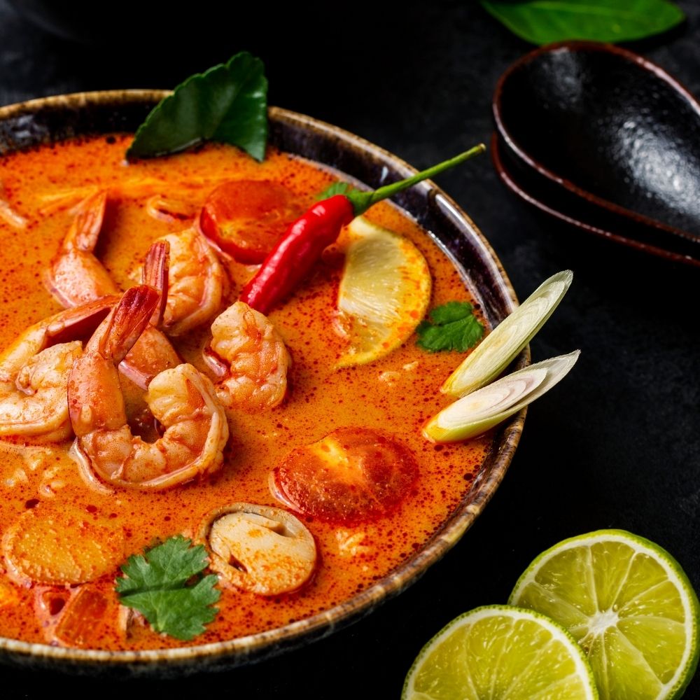 Том Ям с креветками, подается с рисом. NO SPISY