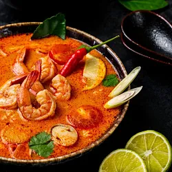 Том Ям с морепродуктами, подается с рисом. SPISY